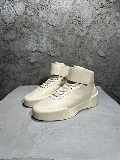 Men's Shoes High Top Platform Sneakers Lace Up Genuine Leather Luxury White Designer Boots