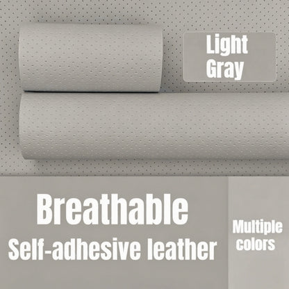 Self-Adhesive Perforated Leather Repair Patch, 0.8mm Thick Breathable Faux Leather Sheets for Car Seat Sofa Furniture Repair