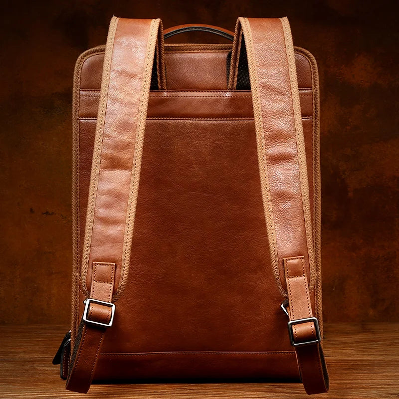 Leather shoulder bag men's business leisure first leather computer bag leather travel backpack