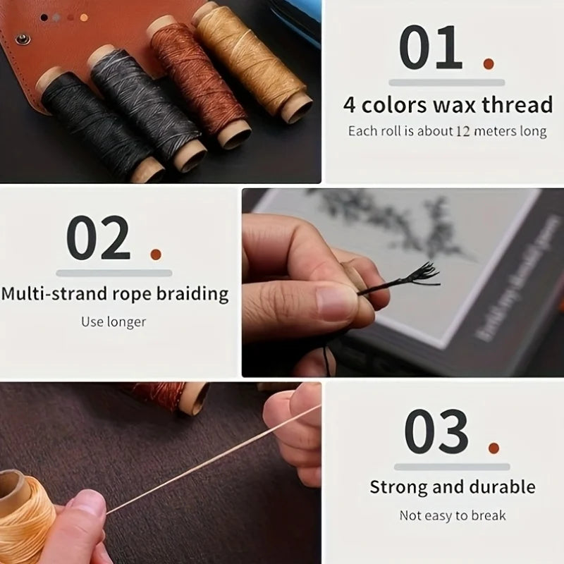 [Leather Working Kit] Leather Sewing Kit ，Large eye needle , Waxed Thread, Leather Upholstery Repair Kit, Leather Working Tools