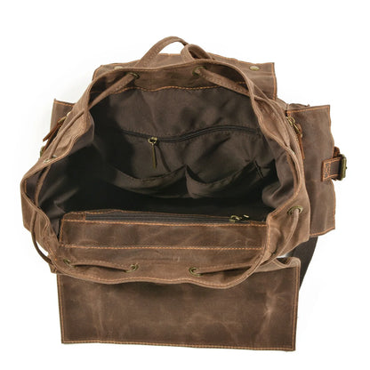 Vintage canvas backpack Leather canvas Backpack Backpack 15-inch laptop tote satchel Academy Shoulder Hiking bag