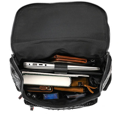 Crocodile Genuine Leather 15.6 inch Laptop Backpack Men Travel Bags Bagpack Waterproof Big Backpack For Teenager Schoolbag