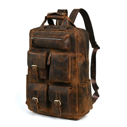 Men Original Leather Fashion Travel University College School Book Bag Designer Male Backpack Daypack Student Laptop Bag 1170
