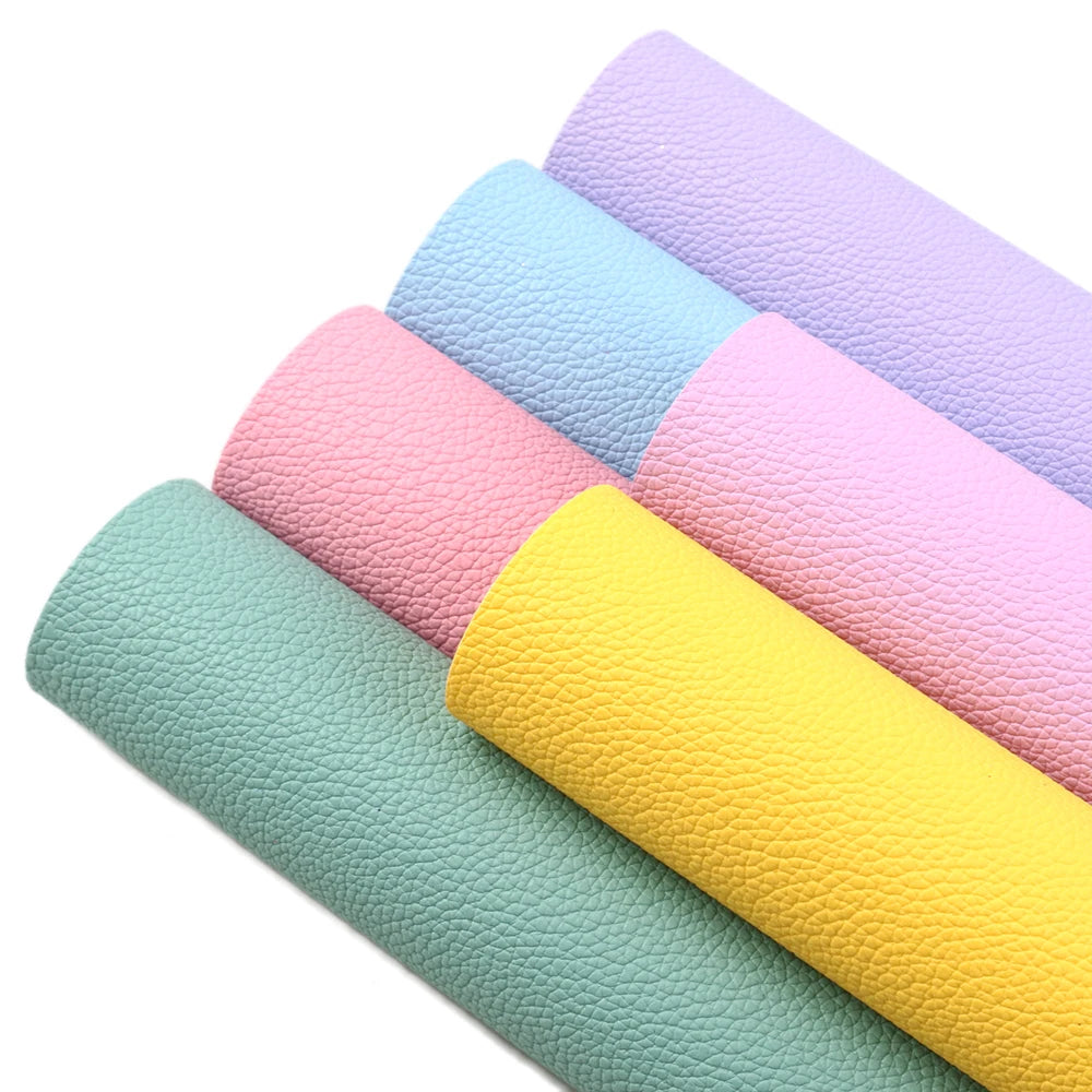 A5 Size Lychee Faux Leather Set 15*21cm Synthetic Leather Fabric Sheets 6Pcs for DIY Earrings Hair Bows Bags Crafts Projects