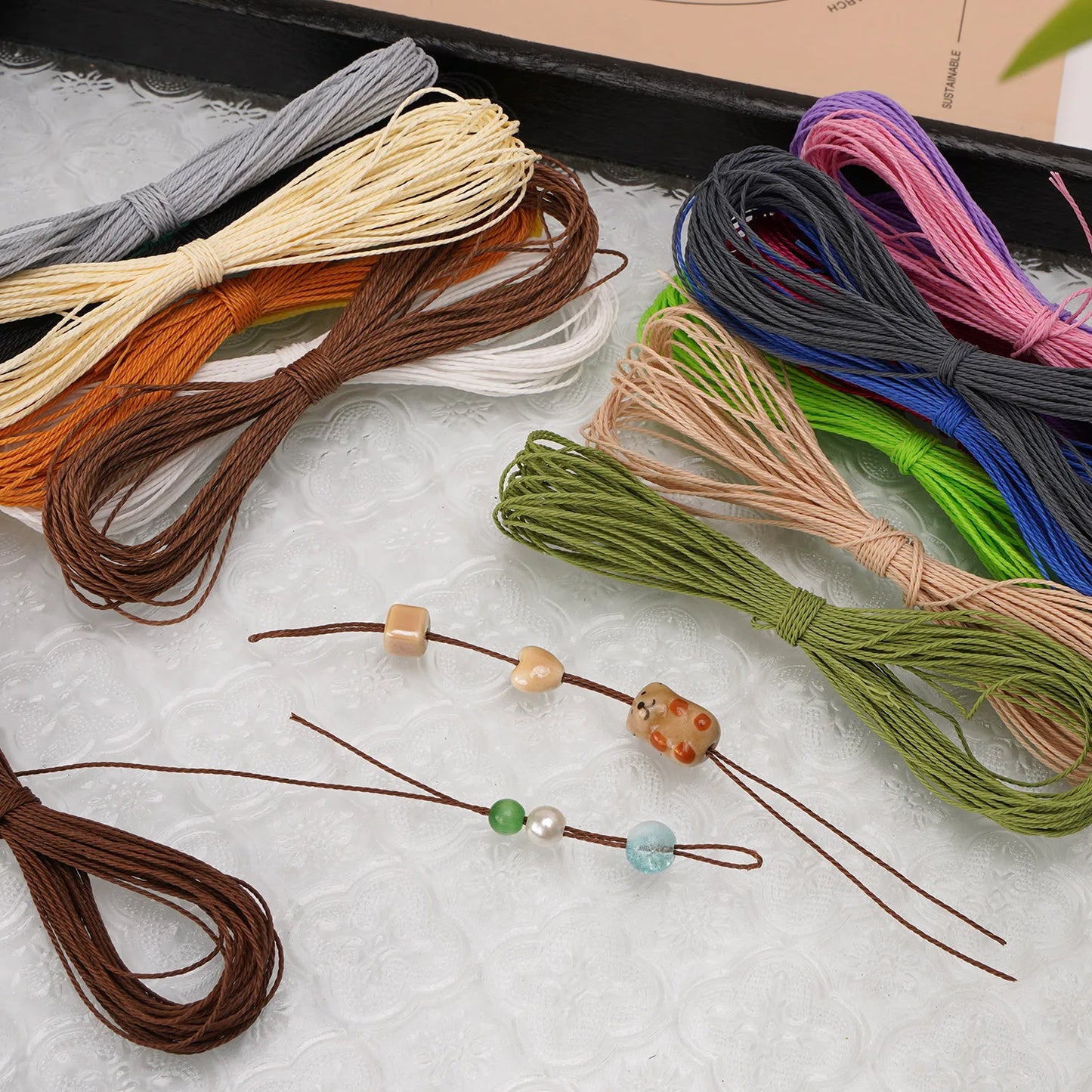 1mm Waxed Thread Polyester Waxed String for Crafts Leather Sewing Jewelry Making DIY Tools High Strength Waterproof Waxed Cord