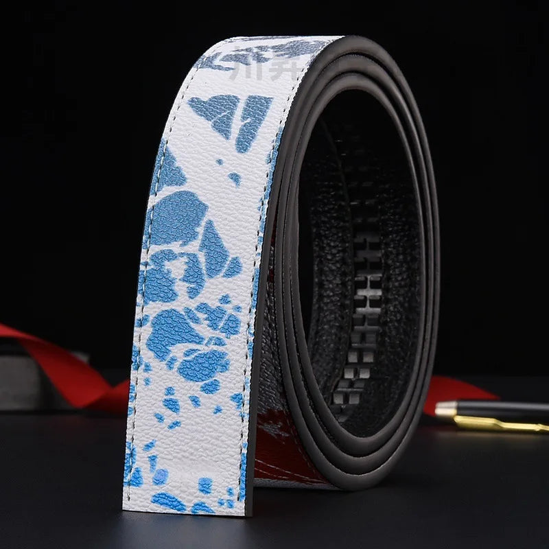 New Belt, Fashionable Men's Leather Belt, Business, Trendy, Casual, Versatile, Letter Graffiti,