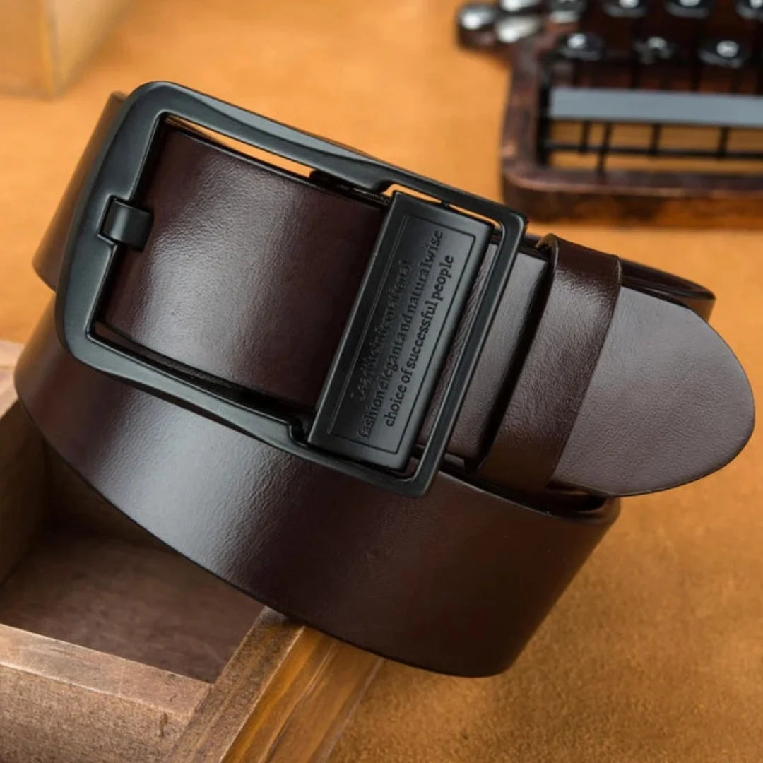 New Men's Leather Belt, Black Buckle, New Style, Fashionable, Trendy, Retro, Light Luxury, Casual, Versatile, Pin Buckle