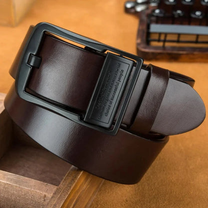 New Men's Leather Belt, Black Buckle, New Style, Fashionable, Trendy, Retro, Light Luxury, Casual, Versatile, Pin Buckle