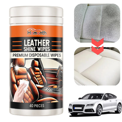 40Pcs Leather Cleaner & Conditioner Wipes Disposable Car Leather Wipes Conditioning Wipes Plastic Leather Restore Polish