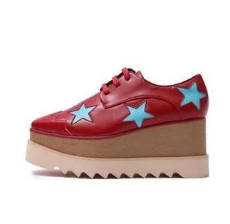 Luxury design thick-soled women's sports shoes fashion star real leather women's casual shoes runway wooden sole women's shoes
