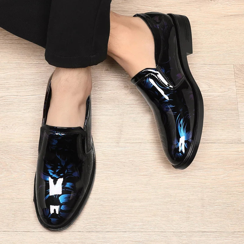 202 New Leather Shoes for Men Floral Pattern Men's Formal Shoes Luxury Business Oxford Male Office Wedding Flats Mocassin Homme