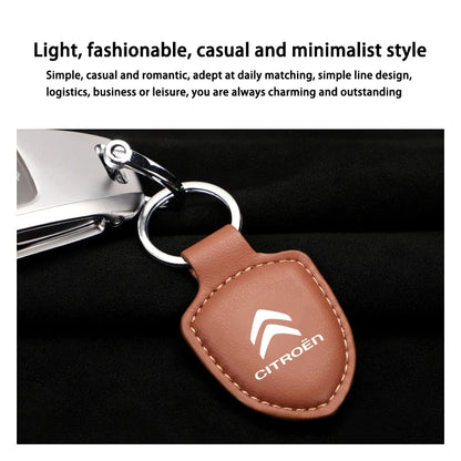 For Citroen C4 C3 C2 C1 C5 DS3 Berlingo Xsara headrest Accessories Car Shield Leather Keychain Key Ring Pendant Holder Gift