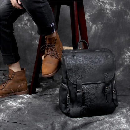 The First Layer Leather Men Backpack Shoulder Bag Travel Large-capacity Laptop Backpacks Casual Schoolbag Original Male