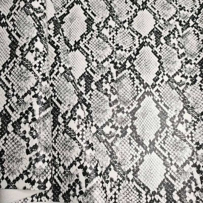PU Snakeskin Faux Leather Fabric Roll No Adhesive for Bag Belt Headboard Sofa Upholstery Artificial Leather Animal