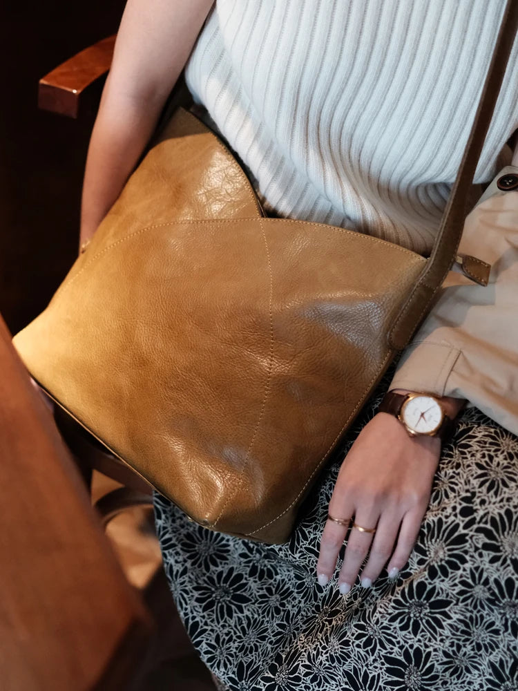 Fashion designers handmade genuine leather women's shoulder bag casual vintage cow leather large-capacity female underarm bag