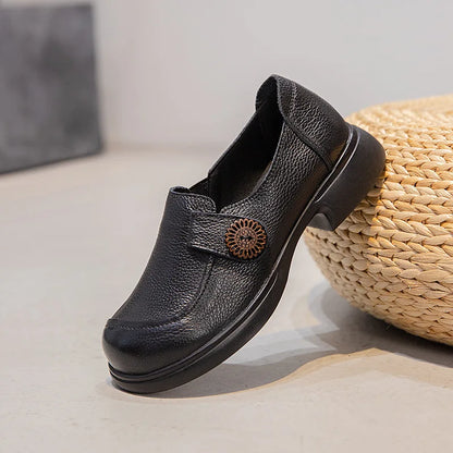 Genuine leather loafers women  comfortable gray shoes low heels luxury ladies court shoes slip on moccasins elegant dress flats