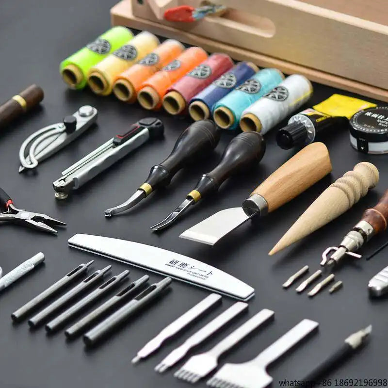 [Professional Edition] Handmade Leather Goods DIY Tool Set Hand Sewn Leather Art Leather Tools Homemade Wallet Bag Production