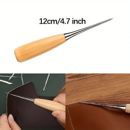 Leather Craft Sewing Kit Waxed Thread Hand Quilting Needles Sewing Awl，for Beginner , Stitching, Sewing
