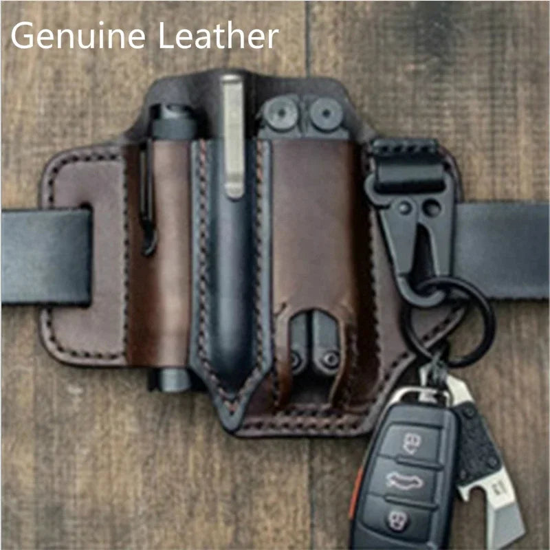 Leather Sheath For Leatherman Multitool Sheath EDC Pocket Organizer Hunt Tactical Knife Pouch Flashlight Camping Outdoor Tool