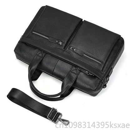 Men's Genuine Leather Briefcase 15.6 inch Laptop Bag Shoulder Messenger Bag Business Travel Professional Work Bag