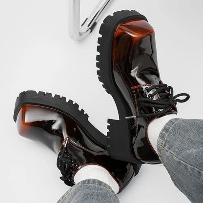 Men's thick soled leather shoes Luxury designer style Work Business Office fashion party 38-46 Casual lace up derby shoes
