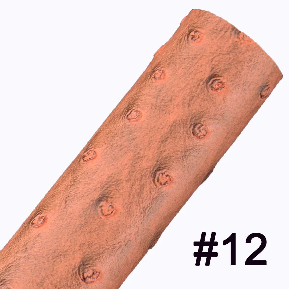 Plain Solid Ostrich Textured Embossed Faux Leather Fabric For Handbag Bag Decoration Textile Craft DIY CN461