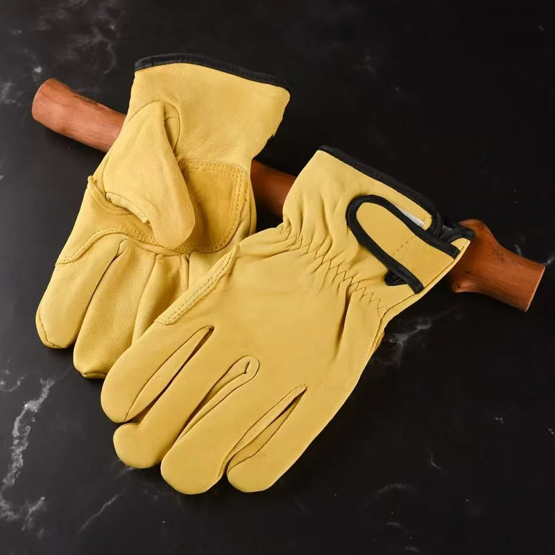 Leather High Temperature Heat Insulation Gloves Leather WorkSafety Protection Welding Garden Gloves  Leather Construction Gloves