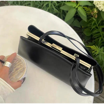 Luxury Leather Handbag For Women High-end Hardware Magnetic Suction Clip Design Elegant Minimalist Shoulder Underarm Bag Purse
