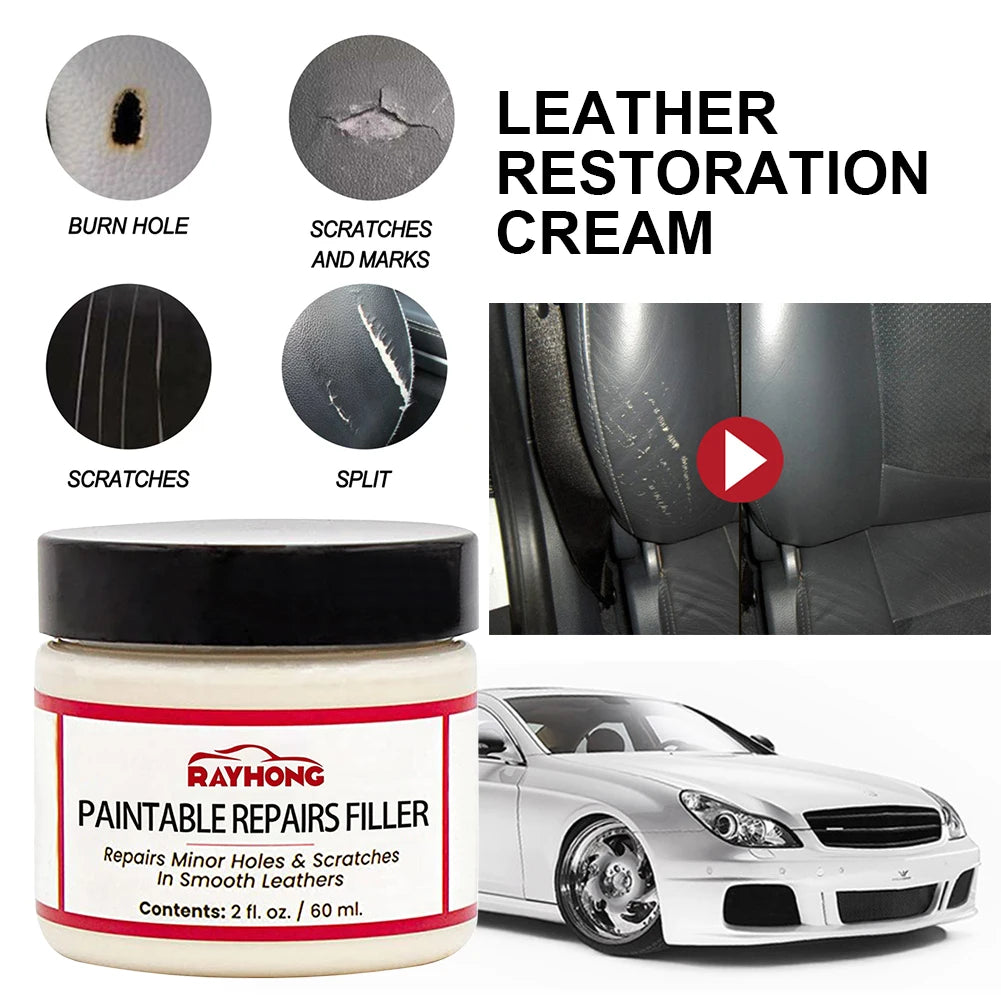 20/60ml Leather Filling Paste Natural Leather Filler Repair Compound Leather Restoration Cream For Tears Crack Burns Holes Fille