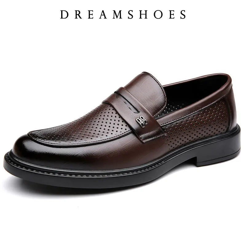 2025 Leather Shoes For Men Comfortable Slip On Loafers Yuppie Brogue Shoes Men British Style Formal Leather Men’s Dress Shoes