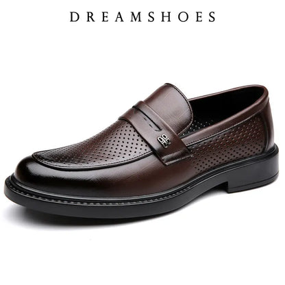 2025 Leather Shoes For Men Comfortable Slip On Loafers Yuppie Brogue Shoes Men British Style Formal Leather Men’s Dress Shoes
