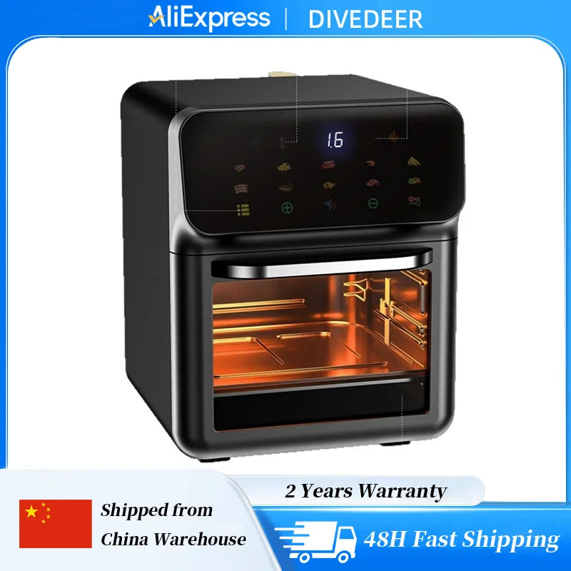 DIVEDEER new 10L multifunction oven intelligent air fryer household multi-layer baking electric oven