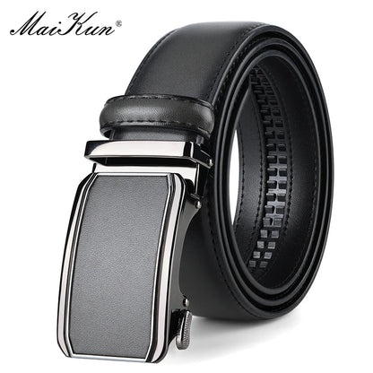 Maikun Leather Ratchet Belt For Men Click Leather Belt Adjustable Buckle Trim To Fit Black Brown
