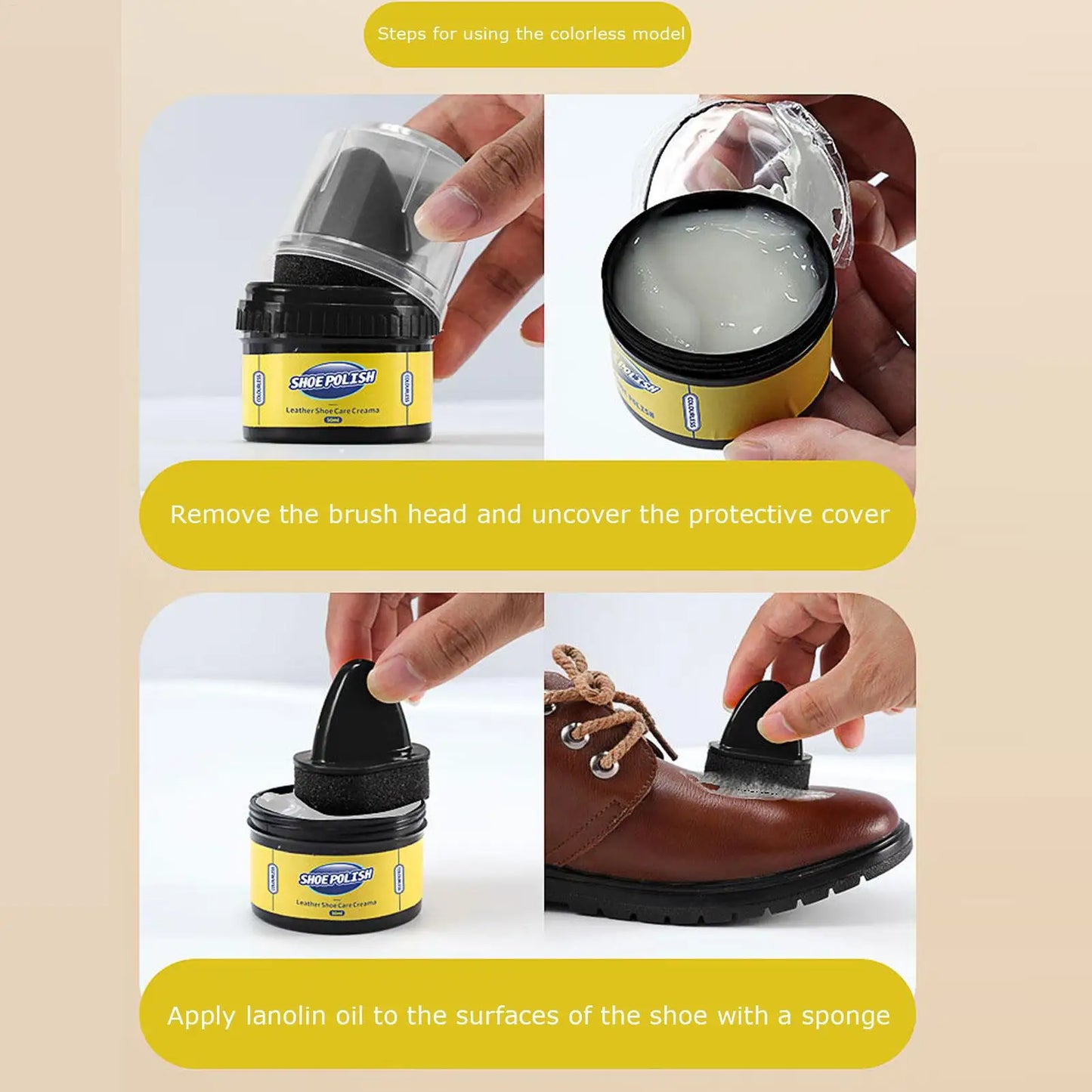 Leather cream leather care agent 50ml leather shoe care cream colorless shoe wax car leather care and interior cleaner