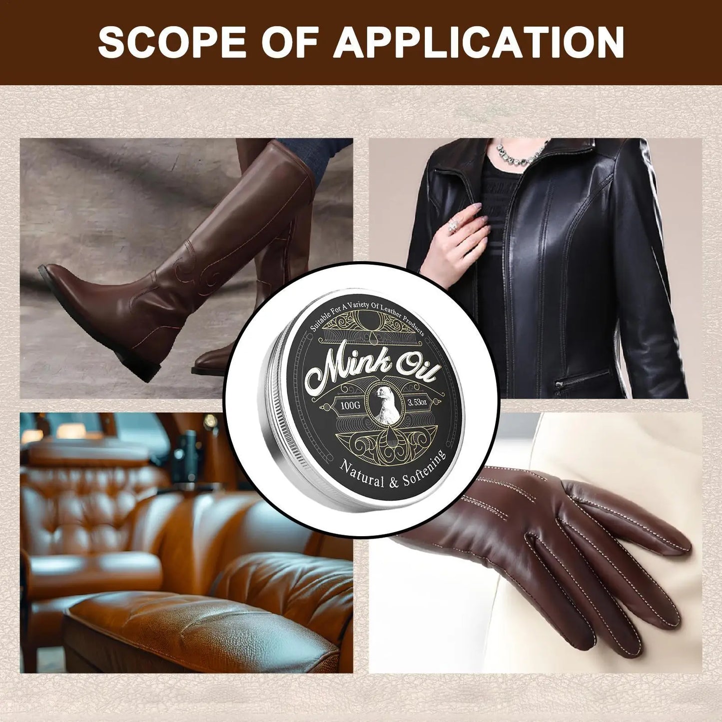 100g Leather Care Cream Paste Natural Leather Conditioner Genuine leather mink cream care oil Refurbishing Restoration Agent