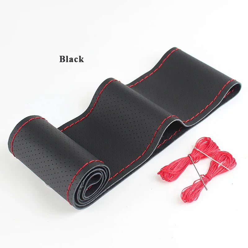 DIY Leather Steering Wheel Covers Soft Fiber Universal Braid Car Steering-Wheel With Needles and Thread Interior Accessories