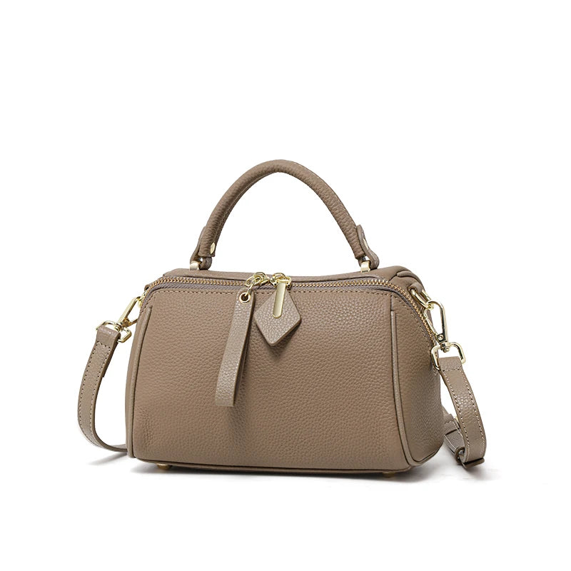 Leather leather handbag Boston simple shoulder cross-body  pillow women 2025 high-end sense large capacity removable  strap