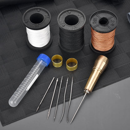 Leather Sewing Kit Awl Needle Waxed Thread Hand Quilting Needles Sewing Awl For Beginner Leather Stitching Bags Shoes Wallets
