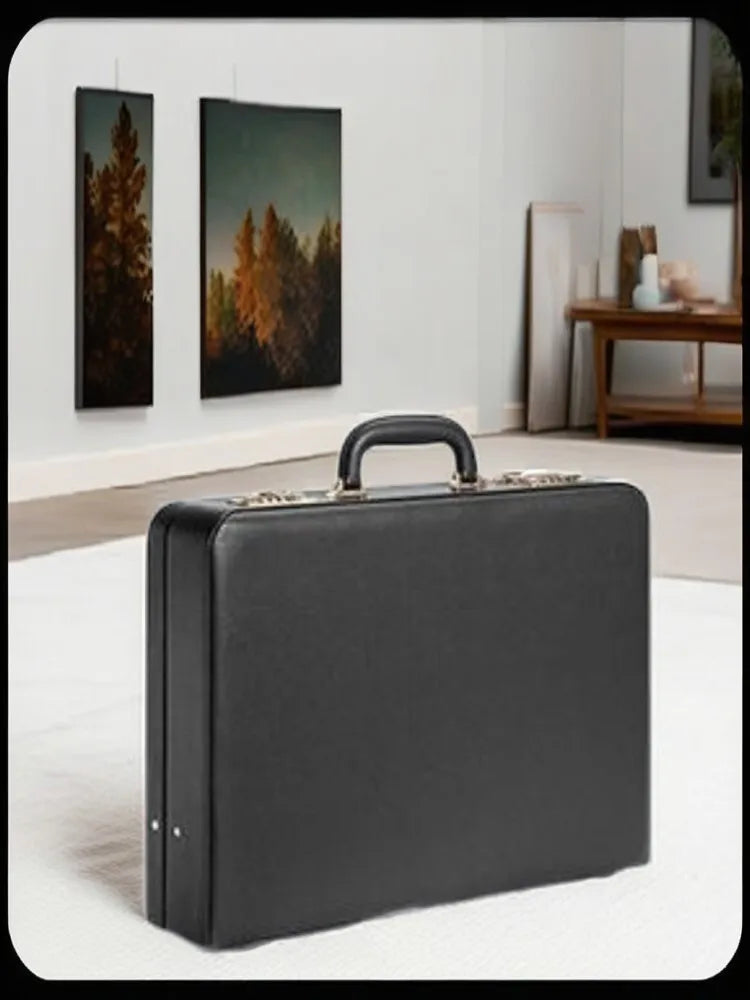 Professional PU Leather Business Briefcase Multifunctional Laptop Bag with Multiple Compartments, Document Organizer for Office