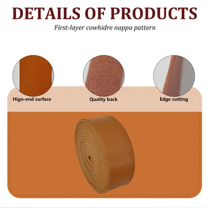 1 Roll of 2.5cm Wide Napa Texture Single Sided Synthetic Leather PU Strip 2mm Thickness for DIY Accessories Bag Strap Pet Collar