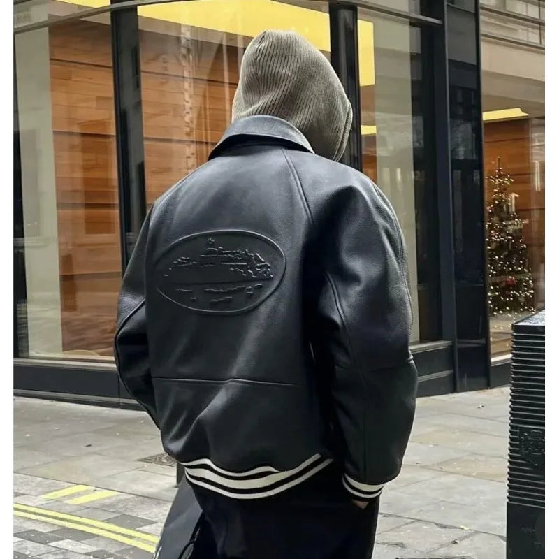 Streetwear Leather Bomber Jacets Men PU Leather Trench Coats Windbreaker for Men Vintage Padded Jackets Men Winter Clothes