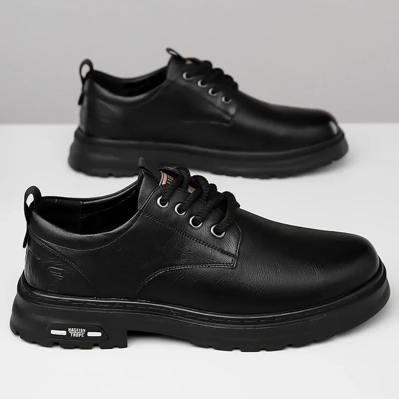 Men's Casual Leather Shoes Designer Trendy All-match Platform Shoes  Men's Business Breathable Leather Shoes shoe