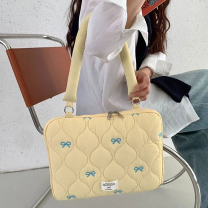 New 13-15.6inch Laptop Shoulder Bag Large Capacity Shockproof Tablet Sleeve Case Multifunctional Bowknot Laptop Handbag