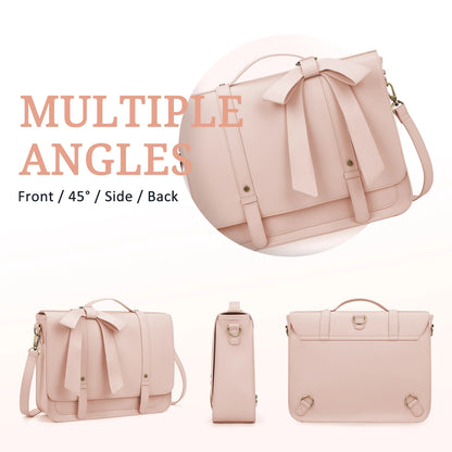 Genuine Leather Shoulder Bag Women's Messenger Bag PU Leather 14 Inch Laptop Bag Briefcase Suitable for University Business