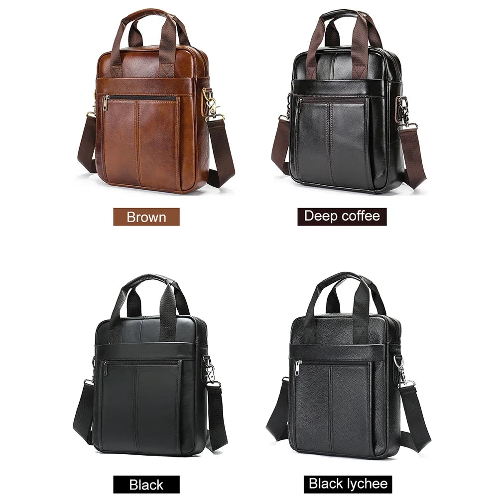 Men's Shoulder Bags Genuine Leather Crossbody Messenger Bag for 13.3 Inch Laptop Briefcase Leather Man Handbags 8577