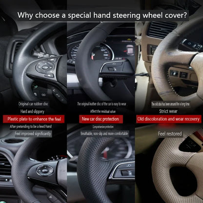 Leather for Land Rover Range Rover Velar Range Rover Evoque Discovery Sport Defender Hand Sewning Car Steering Wheel Cover