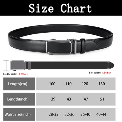 Maikun Leather Ratchet Belt For Men Click Leather Belt Adjustable Buckle Trim To Fit Black Brown
