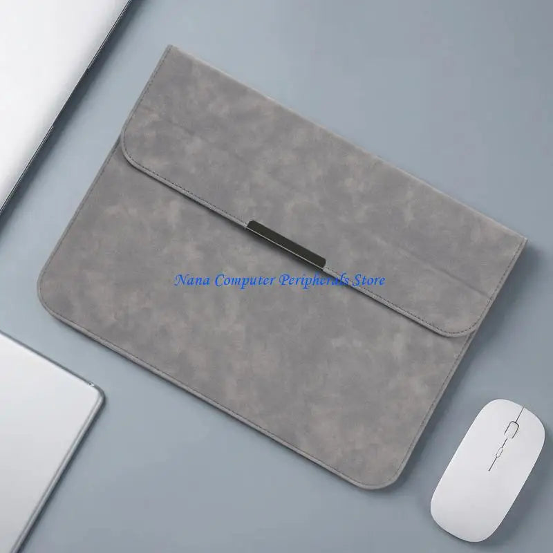F68C Luxury 10/14/15inch Laptop Sleeve with Stand Full Leather Interior Shock Absorbing Padding Storage Travel Friendly
