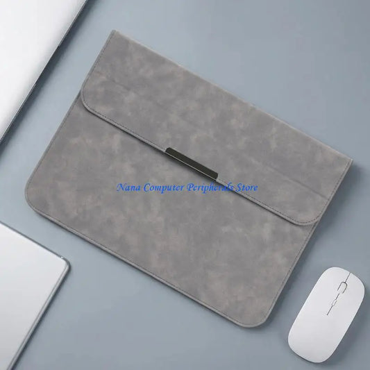 F68C Luxury 10/14/15inch Laptop Sleeve with Stand Full Leather Interior Shock Absorbing Padding Storage Travel Friendly