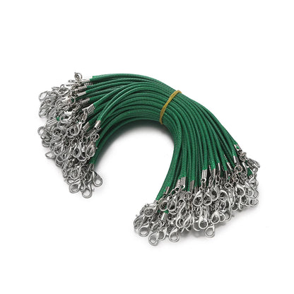10pcs 2mm PU Leather Wax Thread 13cm Braided Strings With Alloy Lobster Clasp Bracelet Cord for DIY Jewelry Making Supplies